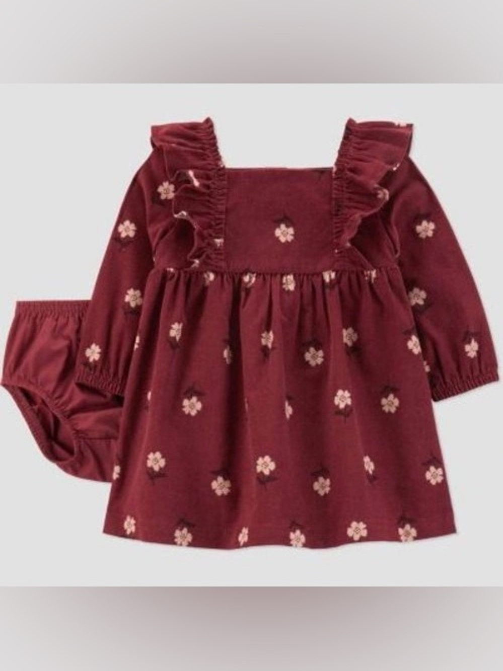Carter’s Baby Girl Floral Corduroy Dress Rust Long Sleeve 18M